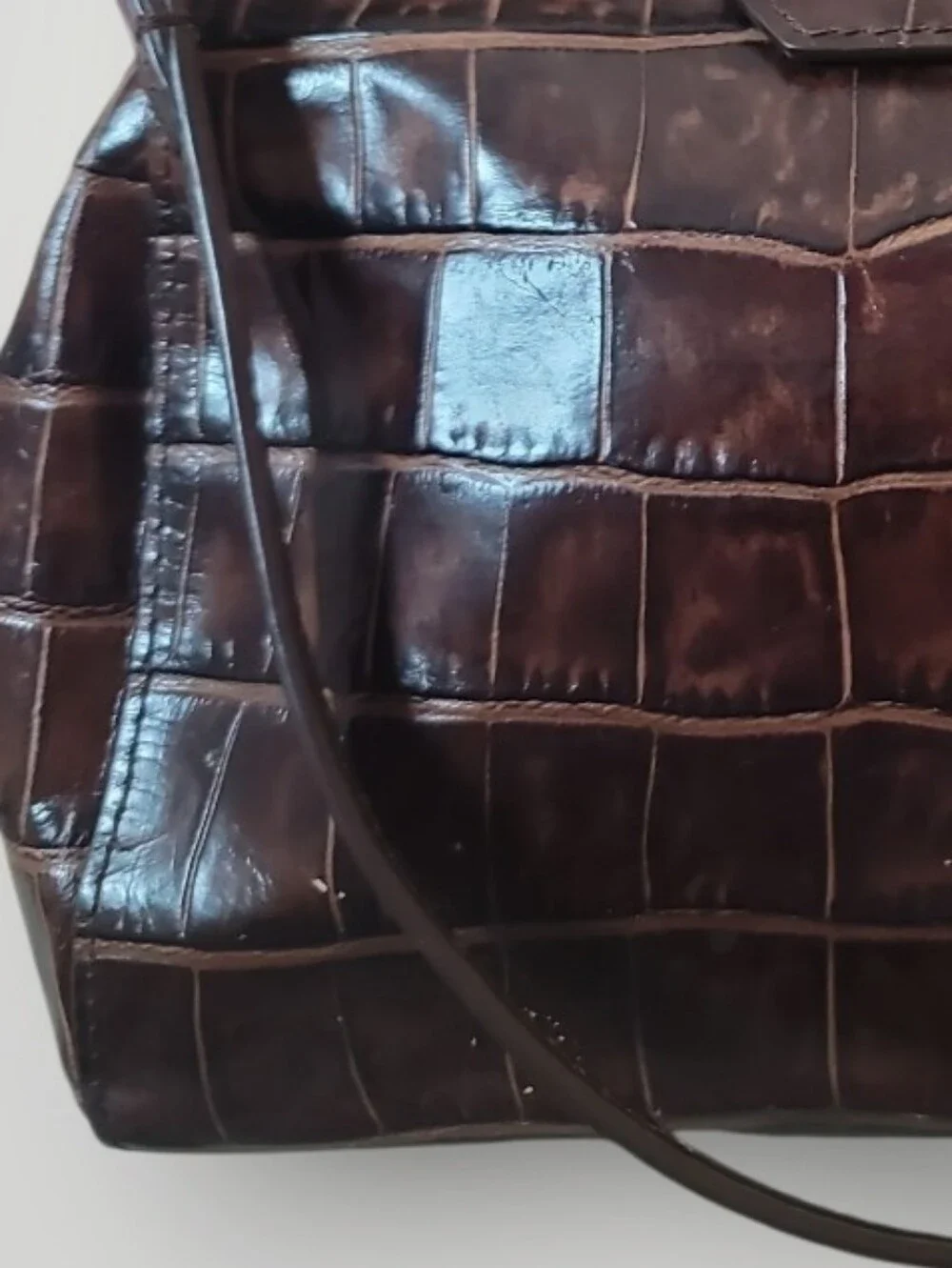 Etienne Aigner Brown Croc-Embossed Small Doctors Bag Top Handle Satchel Vintage